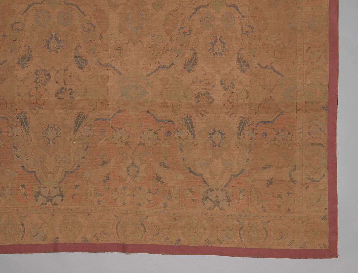 'Polonaise' Carpet, Cotton (warp and weft), silk (weft and pile), metal wrapped thread; asymmetrically knotted pile, brocaded