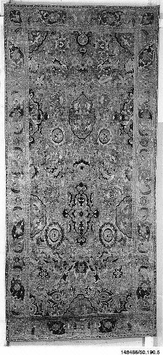 The "Doria" Carpet, Silk (warp, weft, and pile), metal wrapped thread; asymmetrically knotted pile, brocaded