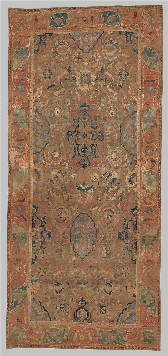 The "Doria" Carpet, Silk (warp, weft, and pile), metal wrapped thread; asymmetrically knotted pile, brocaded 