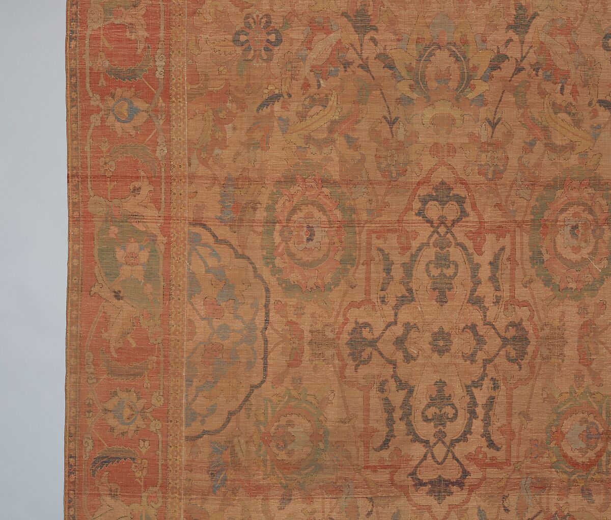 The "Doria" Carpet, Silk (warp, weft, and pile), metal wrapped thread; asymmetrically knotted pile, brocaded