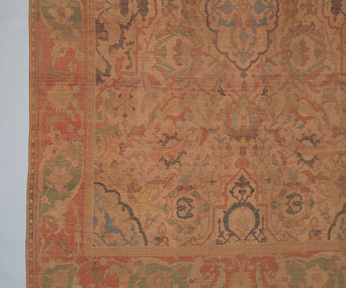 The "Doria" Carpet, Silk (warp, weft, and pile), metal wrapped thread; asymmetrically knotted pile, brocaded