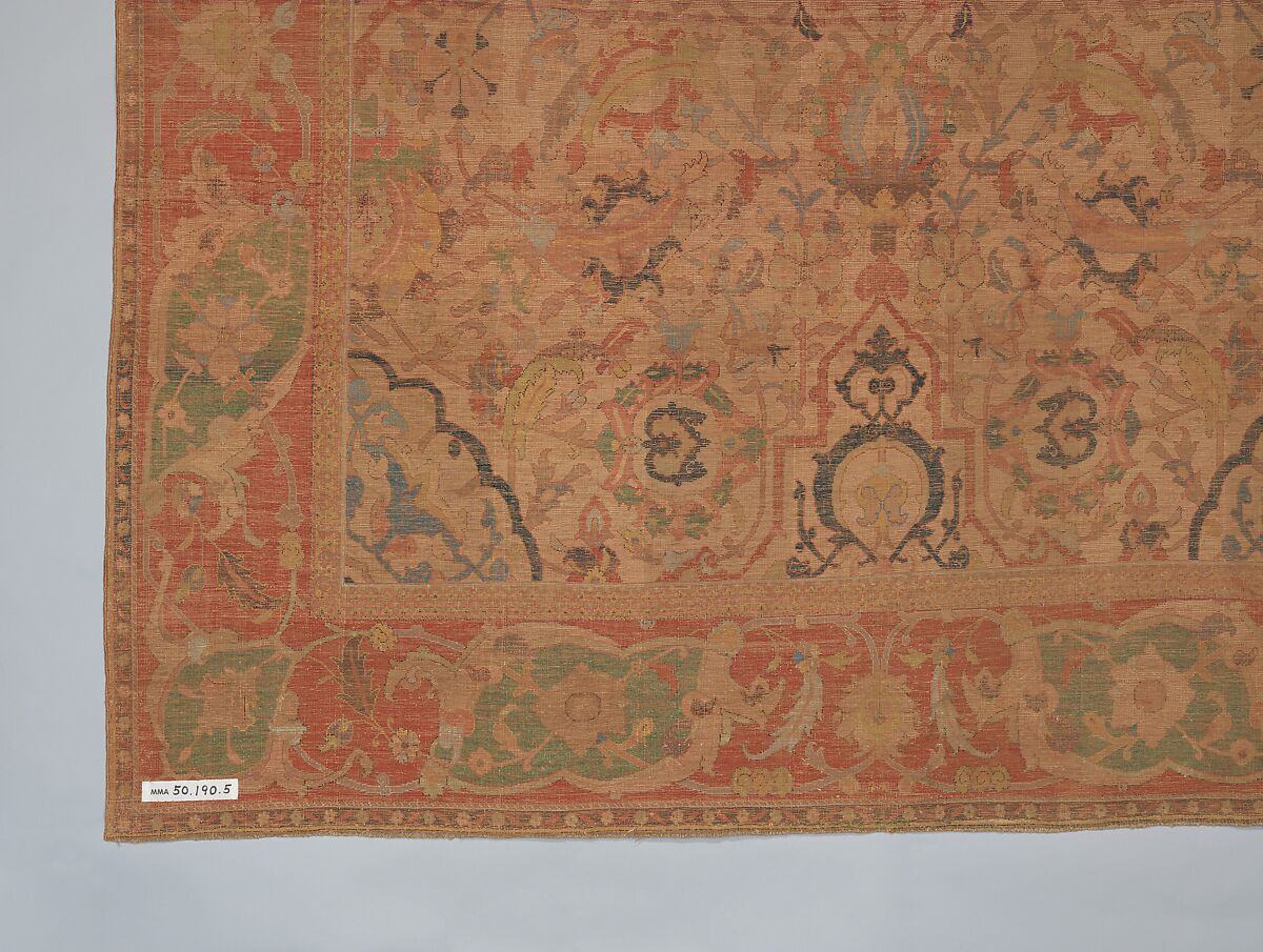 The "Doria" Carpet, Silk (warp, weft, and pile), metal wrapped thread; asymmetrically knotted pile, brocaded