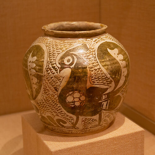 Jar Depicting Three Spirited Peacocks