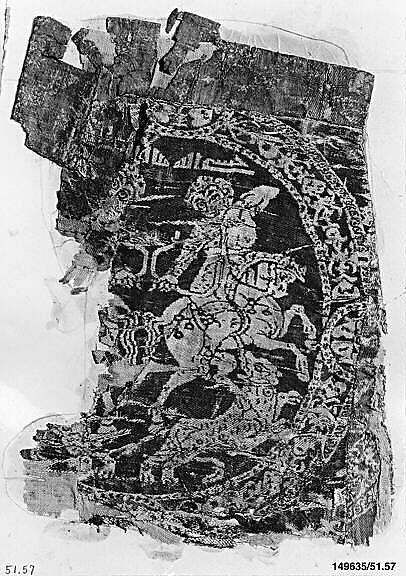 Textile Fragment with Hunting Scene, Silk; samite