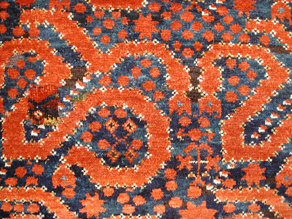 Carpet, Wool (warp, weft and pile); asymmetrically knotted pile