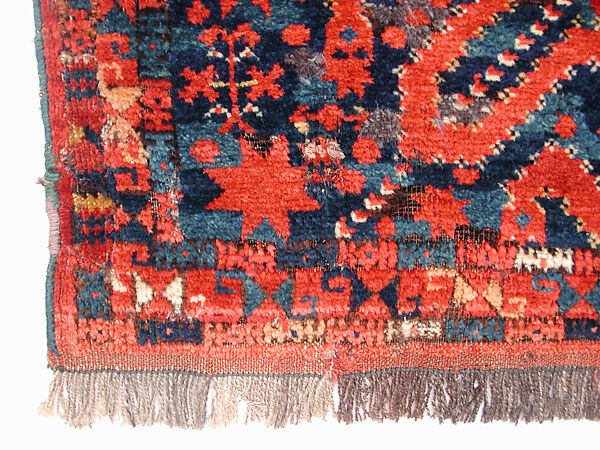 Carpet, Wool (warp, weft and pile); asymmetrically knotted pile