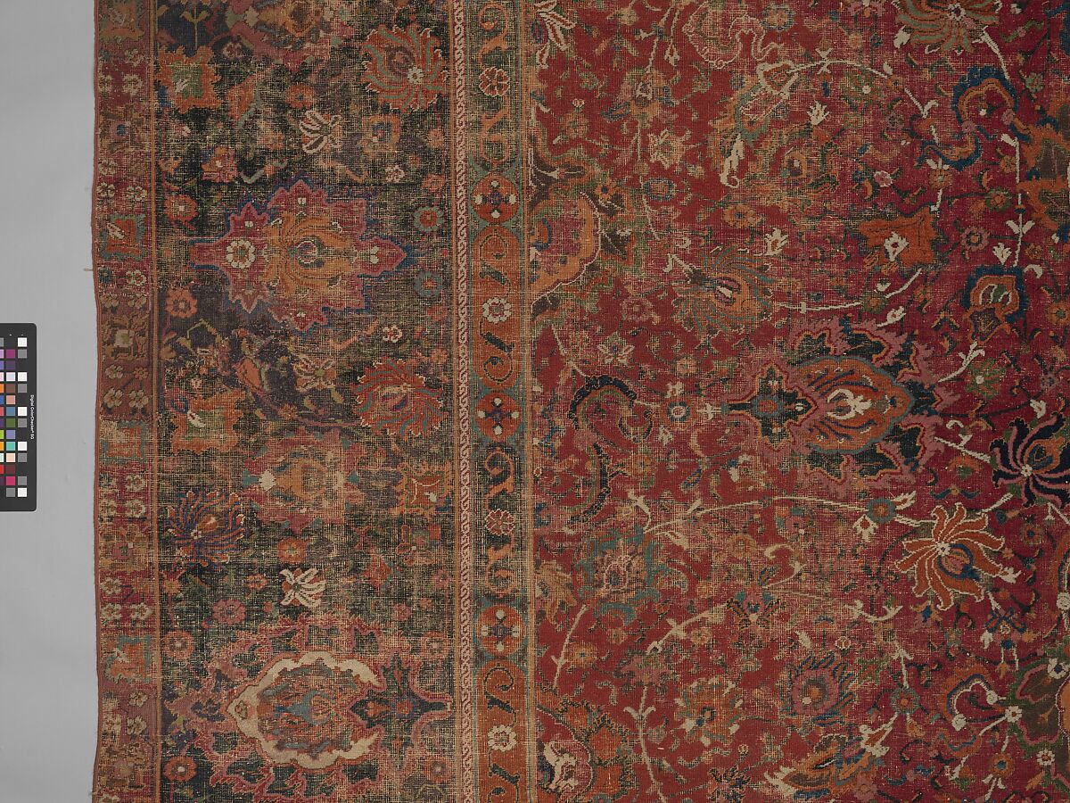 Carpet, Wool (warp, weft and pile); asymmetrically knotted pile
