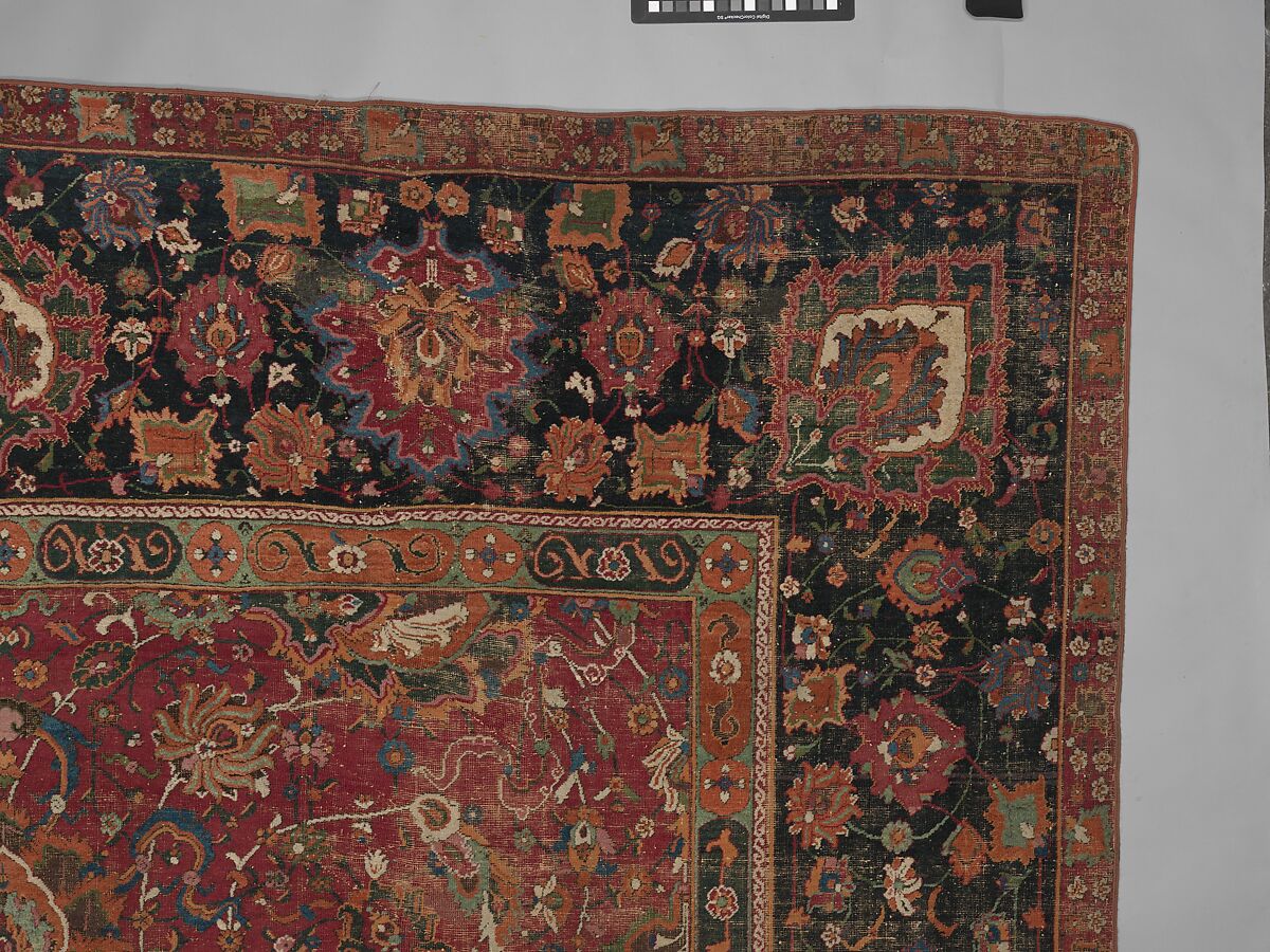 Carpet, Wool (warp, weft and pile); asymmetrically knotted pile