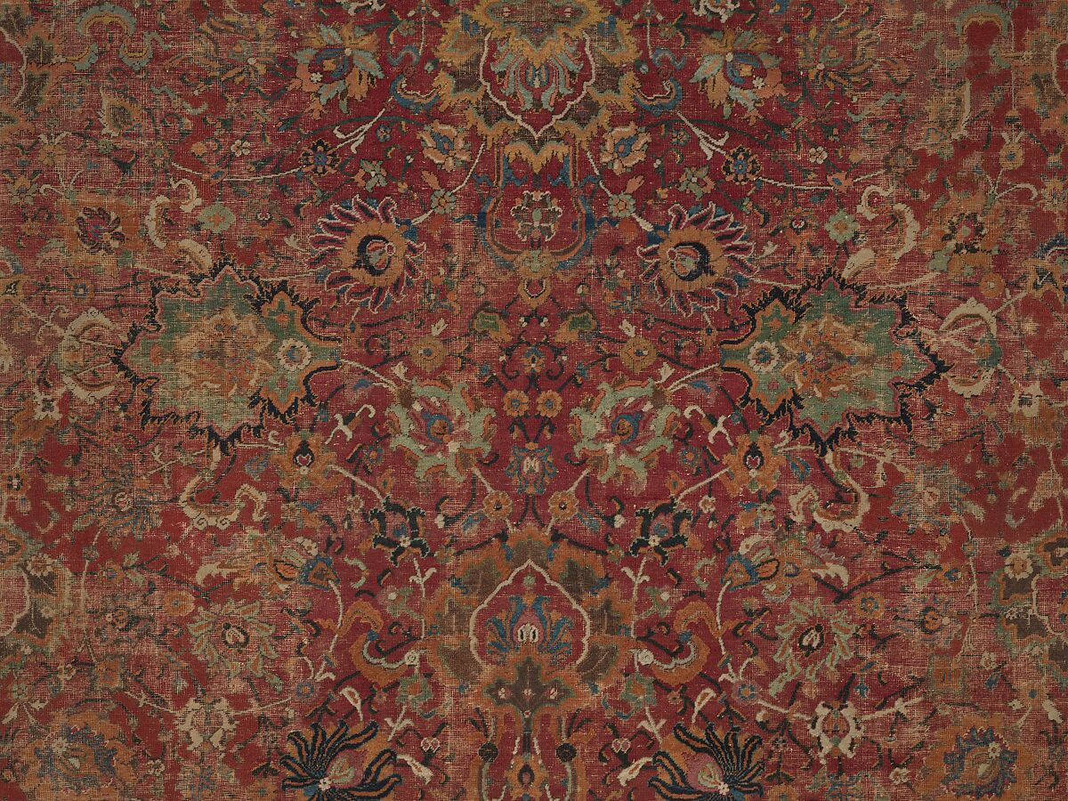 Carpet, Wool (warp, weft and pile); asymmetrically knotted pile