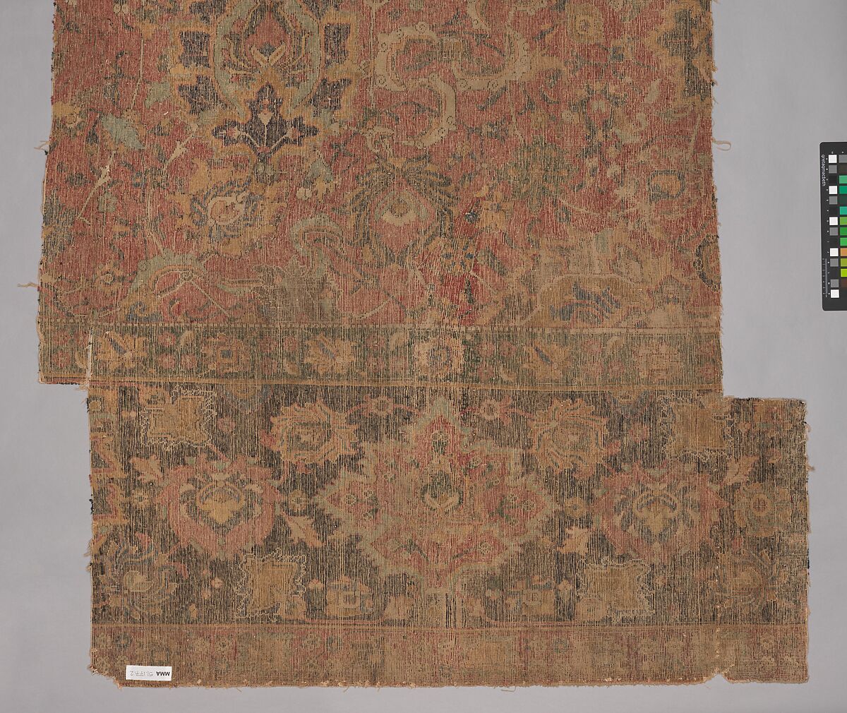 Carpet Fragment, Wool (warp, weft and pile); asymmetrically knotted pile
