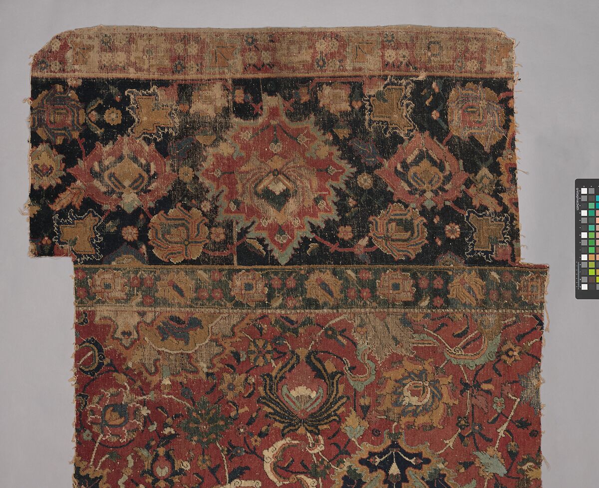Carpet Fragment, Wool (warp, weft and pile); asymmetrically knotted pile