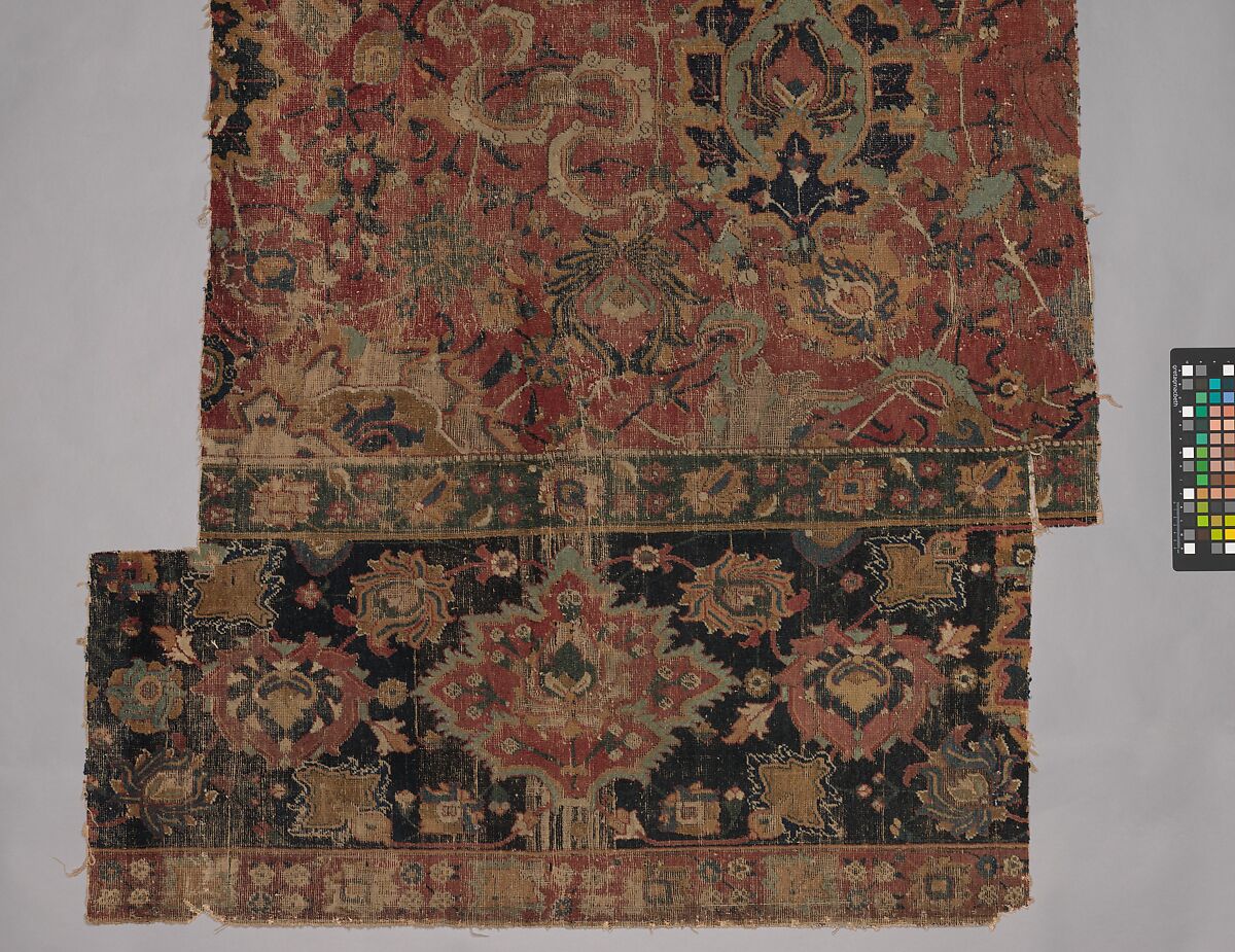 Carpet Fragment, Wool (warp, weft and pile); asymmetrically knotted pile