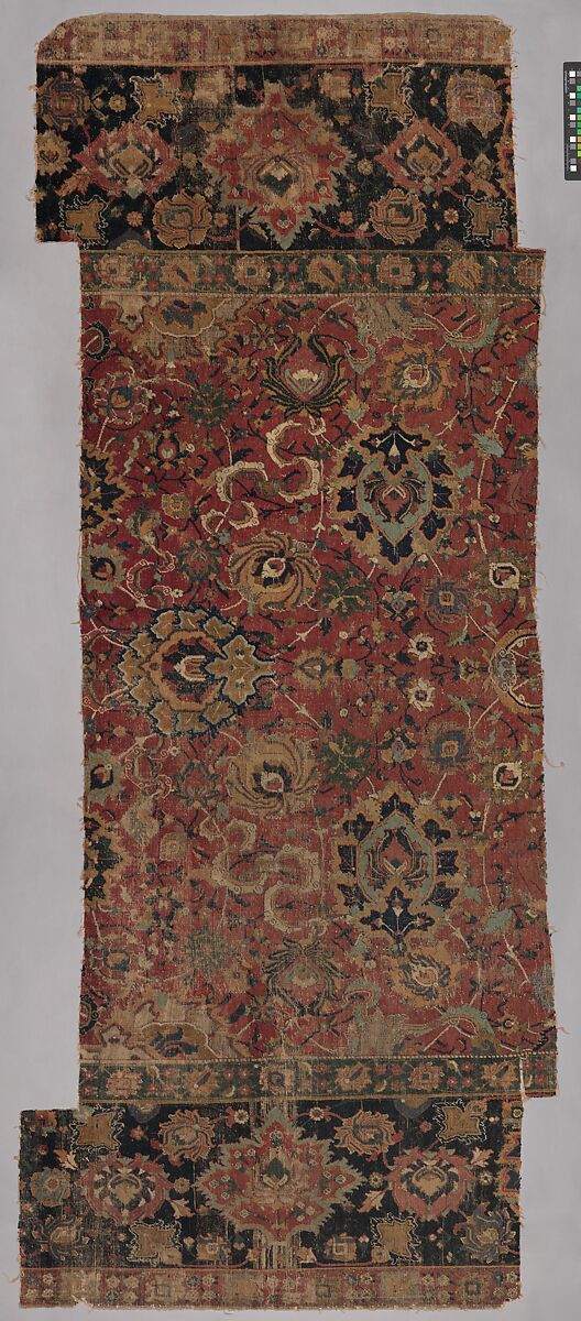 Carpet Fragment, Wool (warp, weft and pile); asymmetrically knotted pile