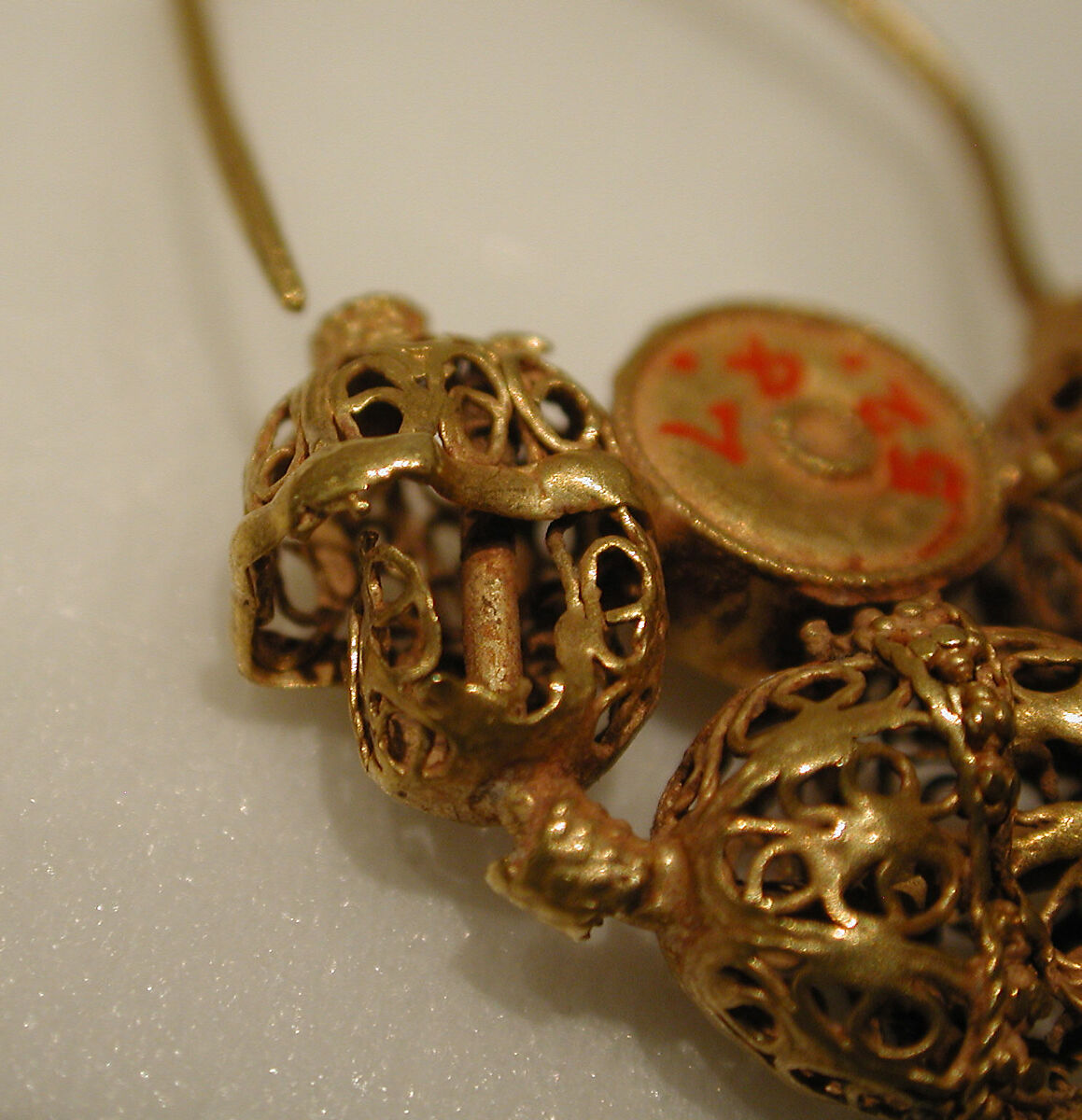 Earring, One of a Pair, Gold wire with filigree