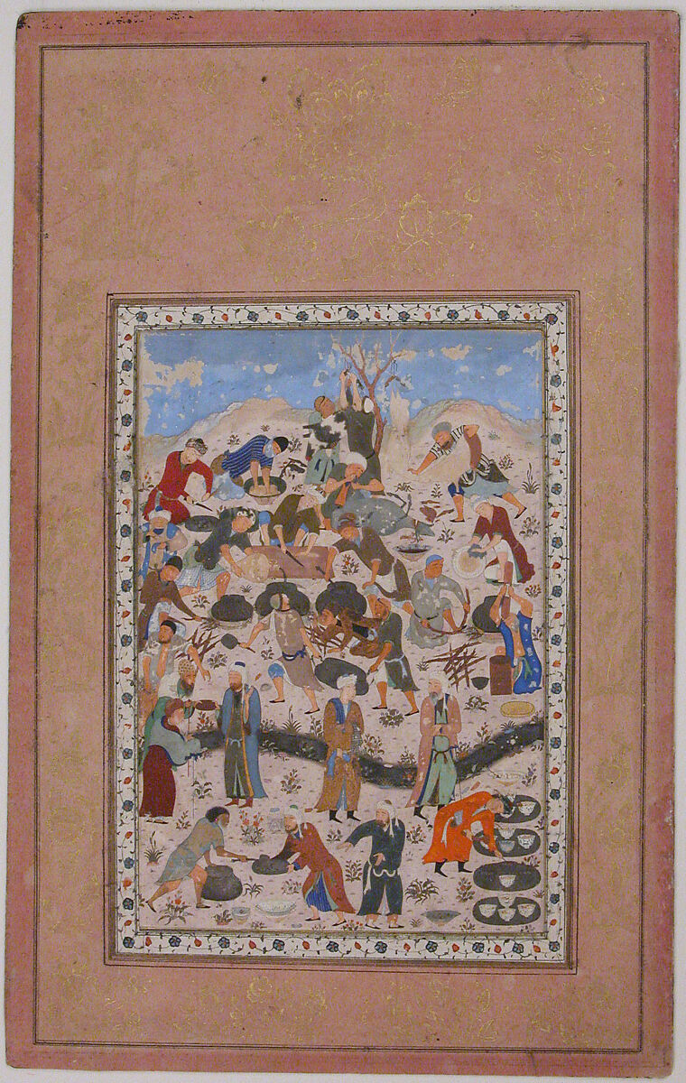"Preparation for a Feast", Folio from a Divan of Jami, Opaque watercolor, ink, and gold on paper