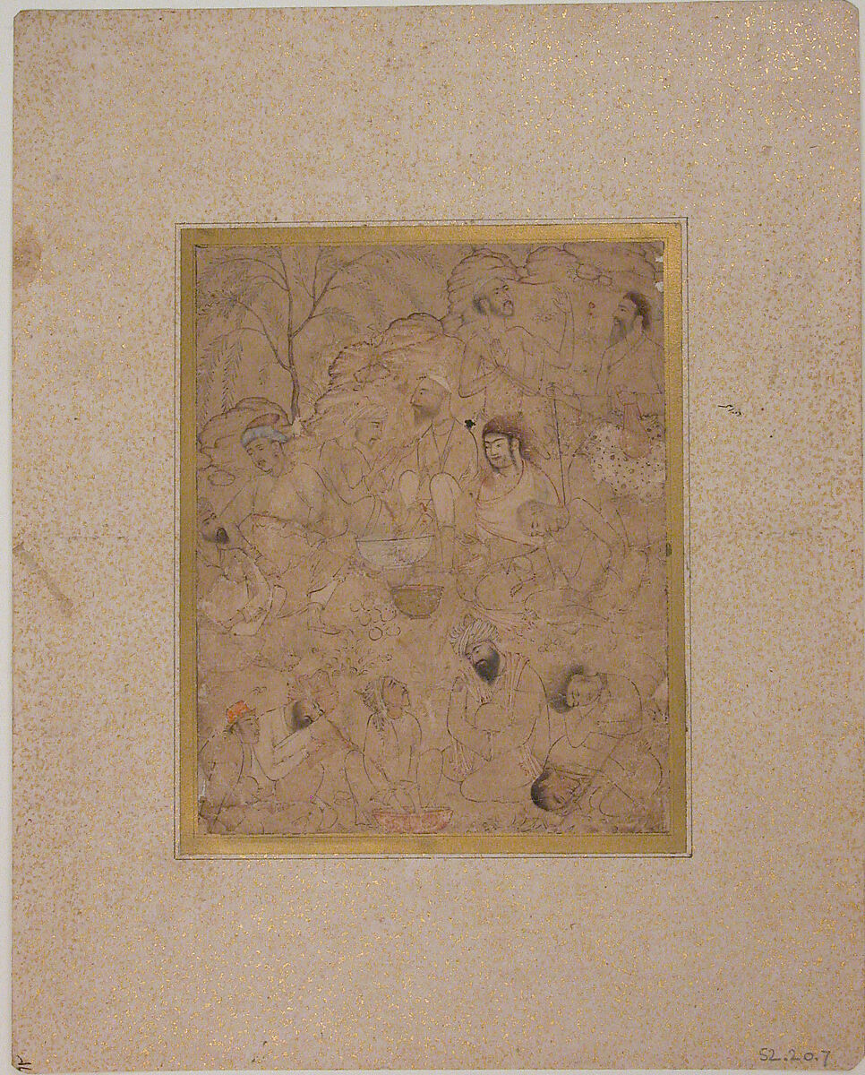 Men Preparing Some Sort of Intoxicant in the Country, Ink, watercolor, and opaque watercolor on paper