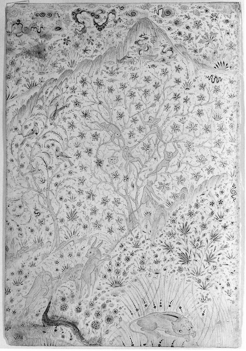 Illuminated Leaf, Ink, opaque watercolor, and gold on paper