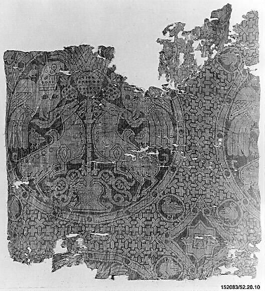 Textile with Birds and Horned Quadrupeds Flanking a Tree of Life, Silk; warp faced plain weave