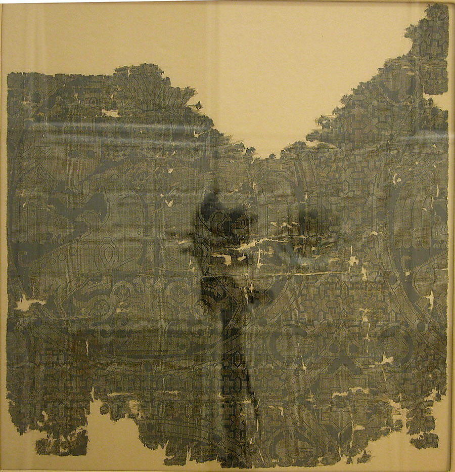 Textile with Birds and Horned Quadrupeds Flanking a Tree of Life, Silk; warp faced plain weave