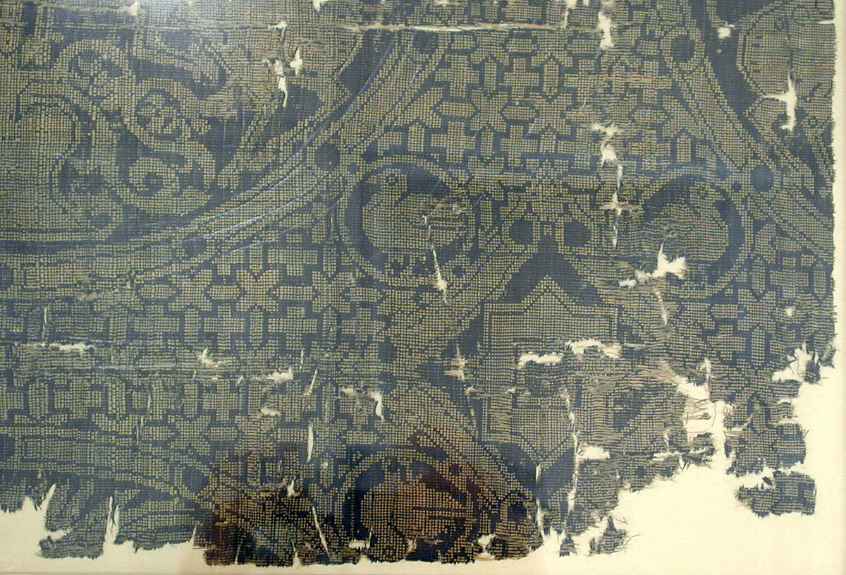 Textile with Birds and Horned Quadrupeds Flanking a Tree of Life, Silk; warp faced plain weave