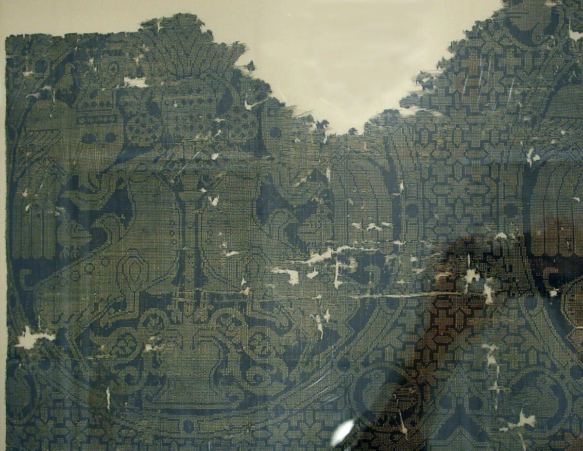 Textile with Birds and Horned Quadrupeds Flanking a Tree of Life, Silk; warp faced plain weave