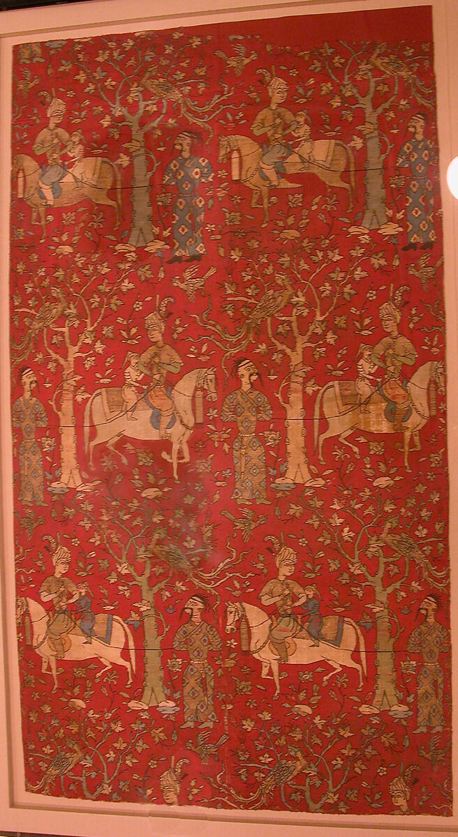 Safavid Courtiers Leading Georgian Captives, Silk, metal wrapped thread; lampas