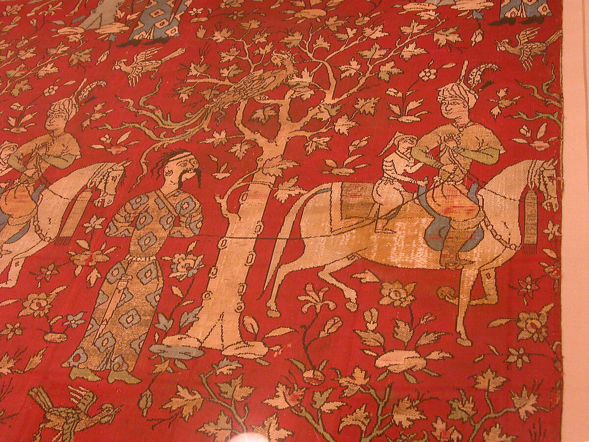 Safavid Courtiers Leading Georgian Captives, Silk, metal wrapped thread; lampas