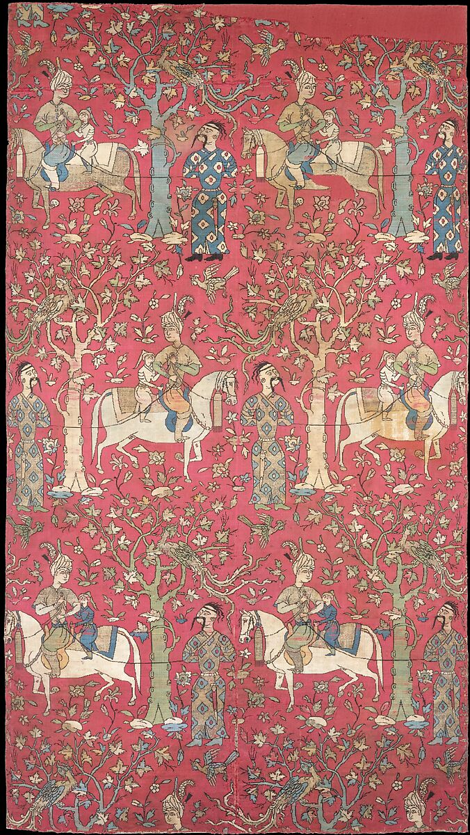 Safavid Courtiers Leading Georgian Captives, Silk, metal wrapped thread; lampas