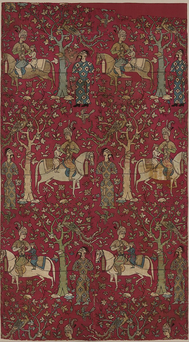 Safavid Courtiers Leading Georgian Captives, Silk, metal wrapped thread; lampas 