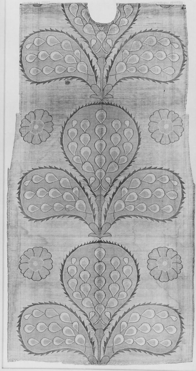 Fragment of a Kaftan Back, Silk, metal wrapped thread; taqueté (seraser)