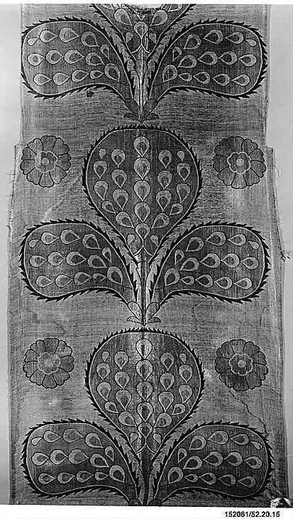 Fragment of a Kaftan Back, Silk, metal wrapped thread; taqueté (seraser)