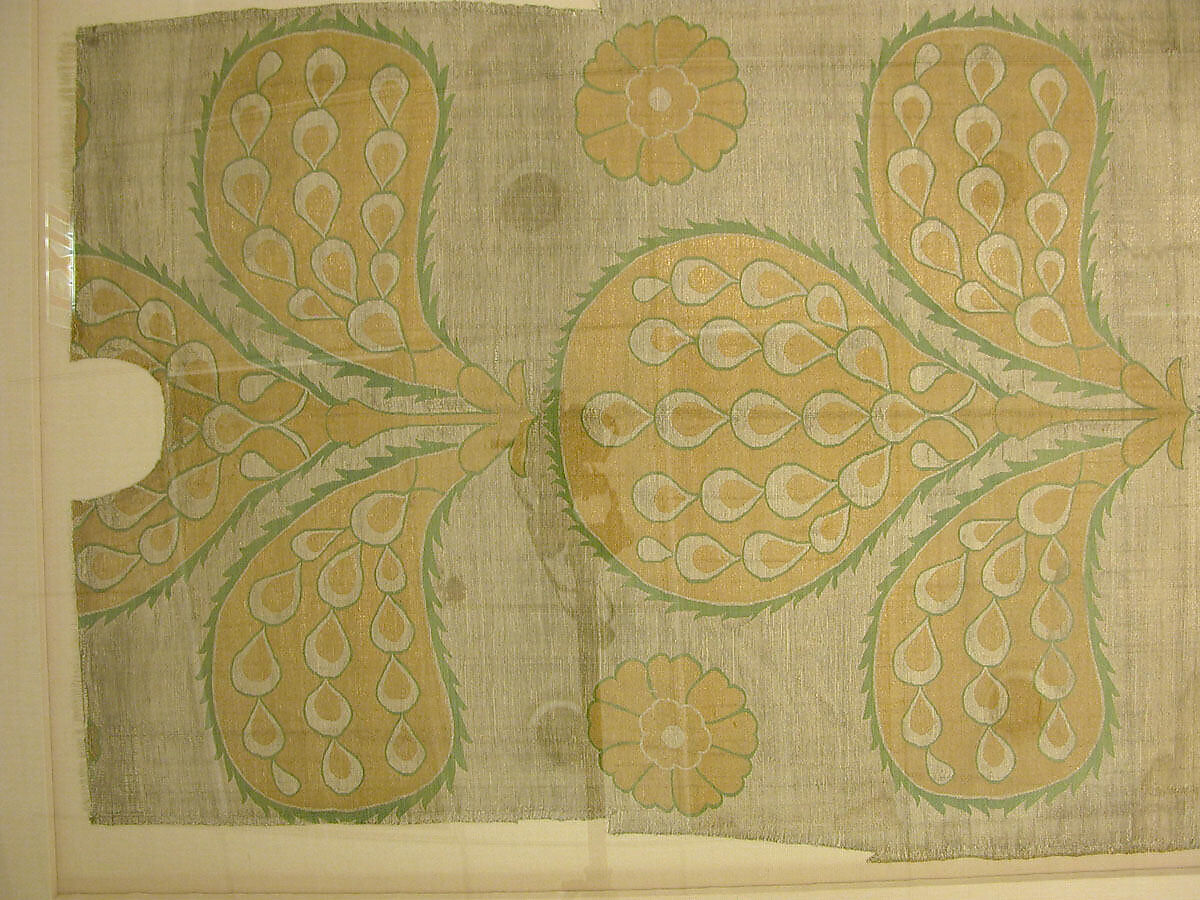 Fragment of a Kaftan Back, Silk, metal wrapped thread; taqueté (seraser)