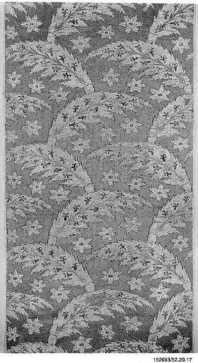 Loom Width with Serrated Leaf Design, Silk, metal wrapped thread; lampas (kemha)