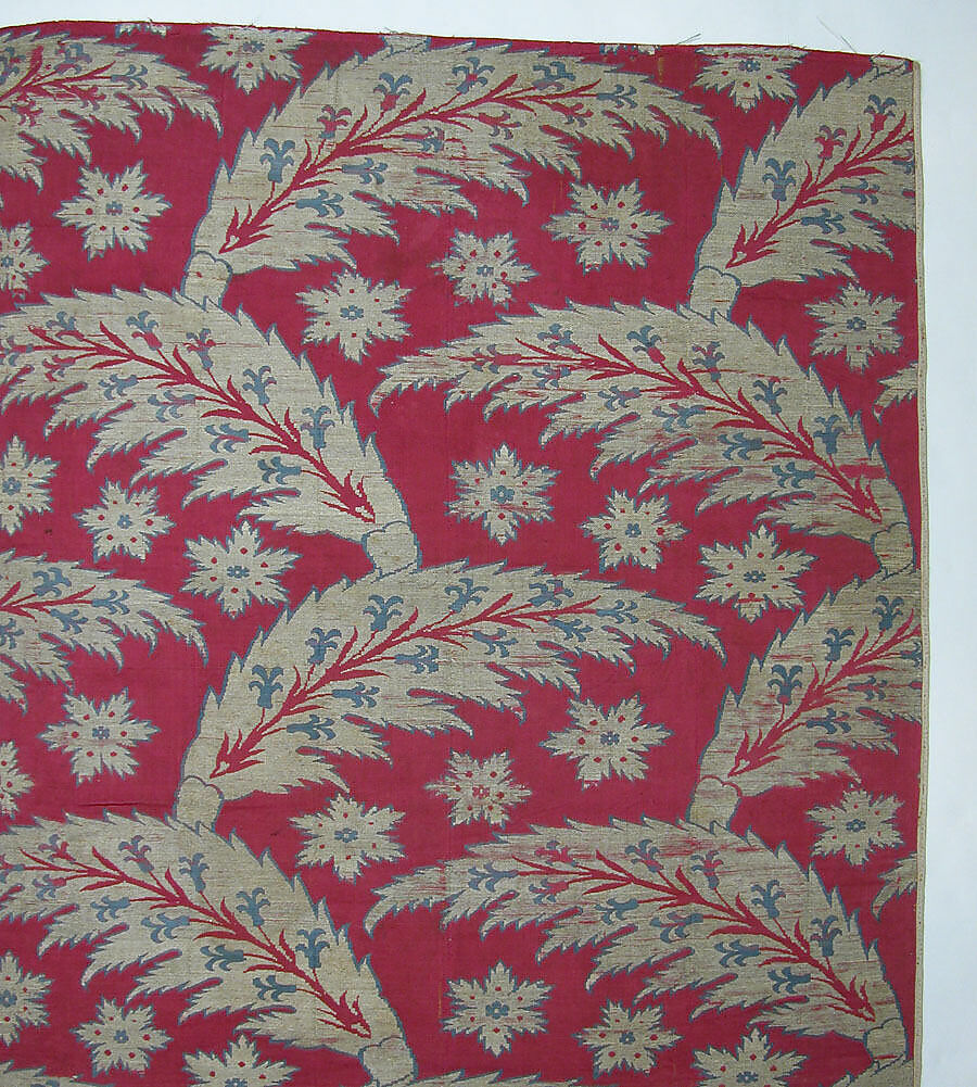 Loom Width with Serrated Leaf Design, Silk, metal wrapped thread; lampas (kemha)