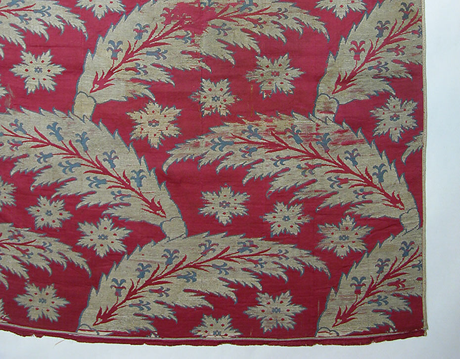 Loom Width with Serrated Leaf Design, Silk, metal wrapped thread; lampas (kemha)