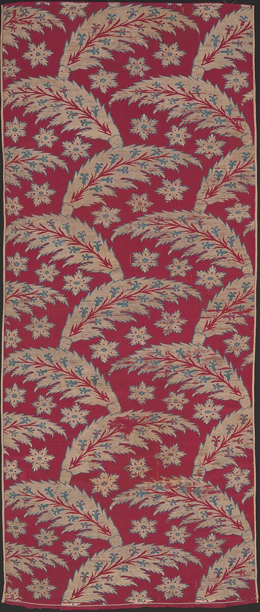 Loom Width with Serrated Leaf Design, Silk, metal wrapped thread; lampas (kemha) 
