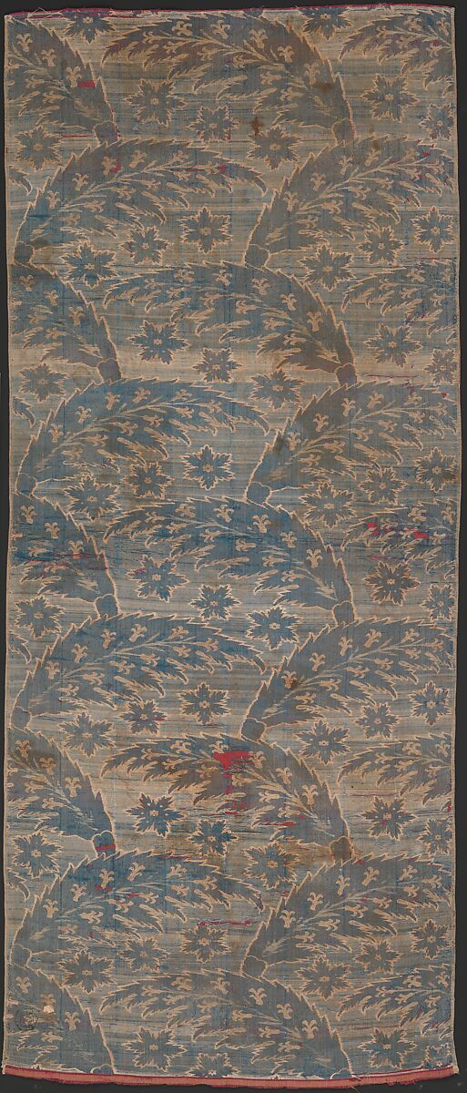 Loom Width with Serrated Leaf Design, Silk, metal wrapped thread; lampas (kemha)