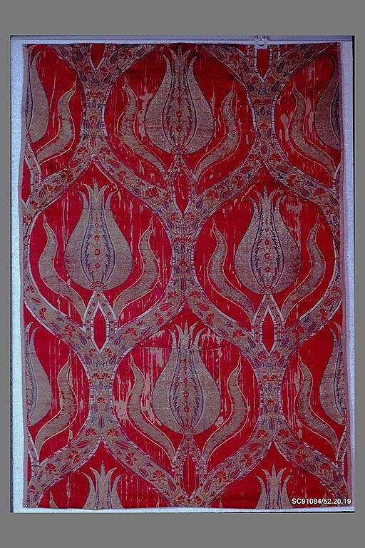 Textile Fragment, Silk, metal wrapped thread; lampas (kemha)