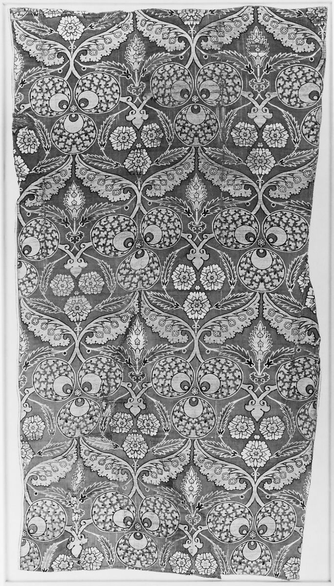 Rectangular Silk Fragment, Silk, metal wrapped thread; lampas (kemha)