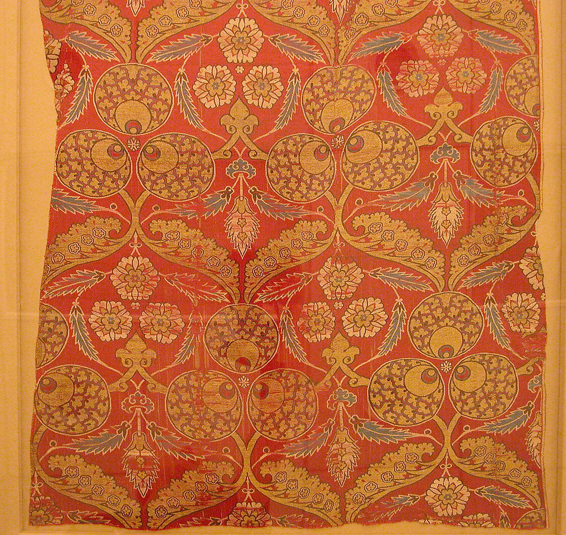 Rectangular Silk Fragment, Silk, metal wrapped thread; lampas (kemha)