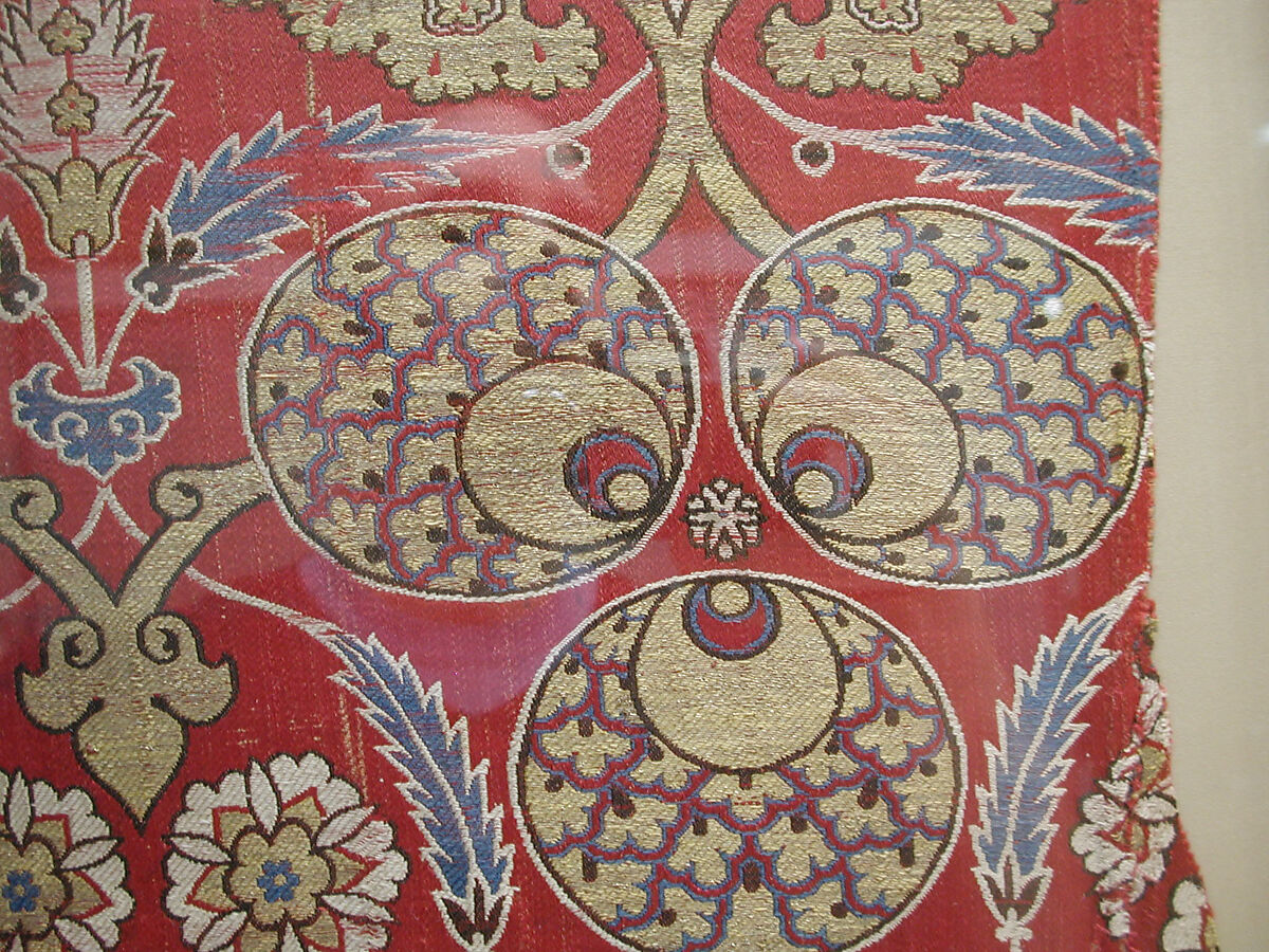 Rectangular Silk Fragment, Silk, metal wrapped thread; lampas (kemha)