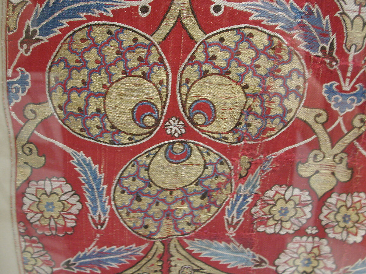 Rectangular Silk Fragment, Silk, metal wrapped thread; lampas (kemha)