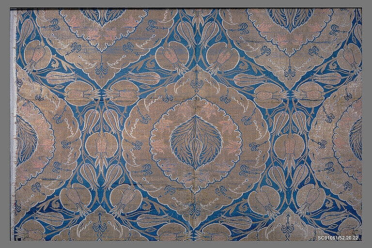 Textile Fragment, Silk, metal wrapped thread; lampas (kemha)