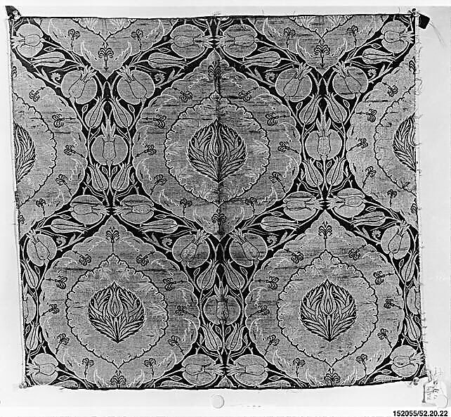 Textile Fragment, Silk, metal wrapped thread; lampas (kemha)