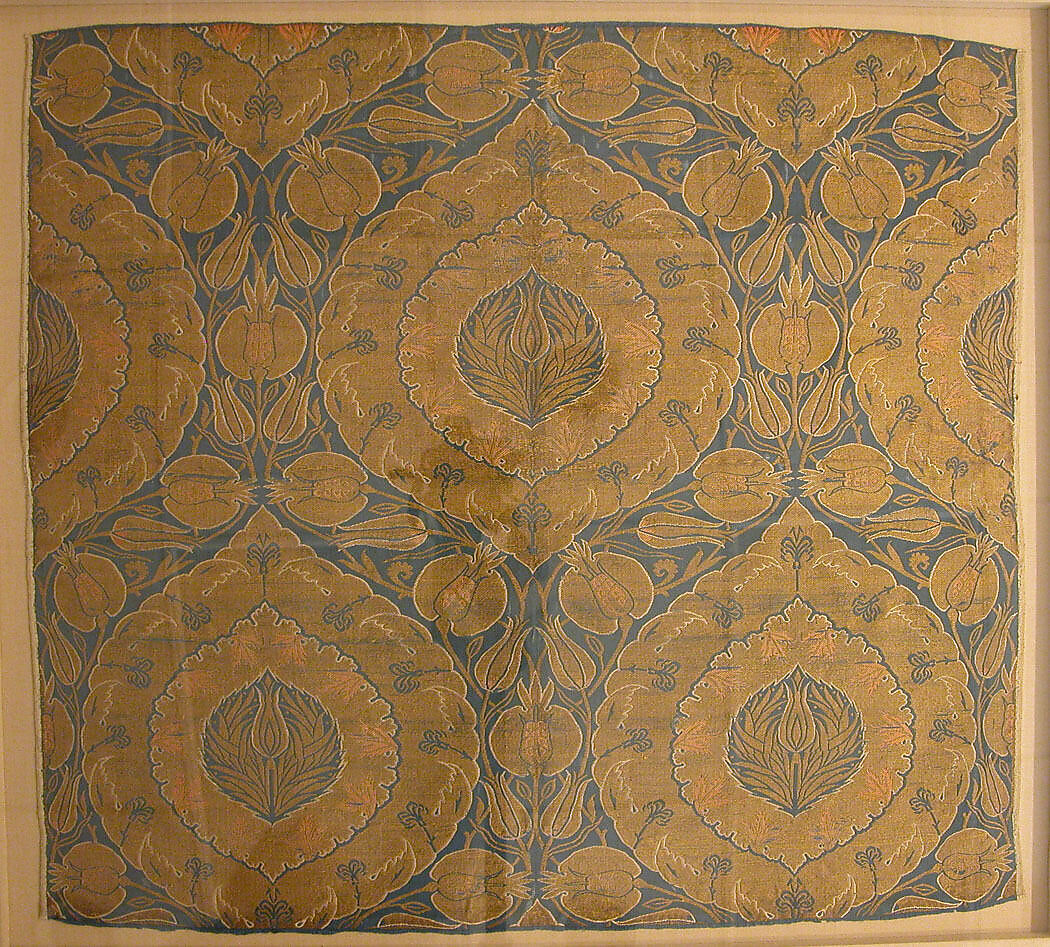 Textile Fragment, Silk, metal wrapped thread; lampas (kemha)