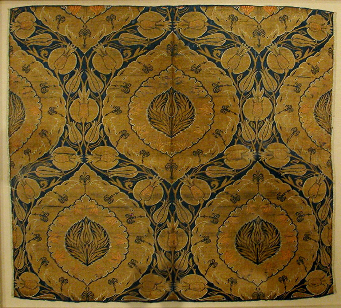 Textile Fragment, Silk, metal wrapped thread; lampas (kemha)