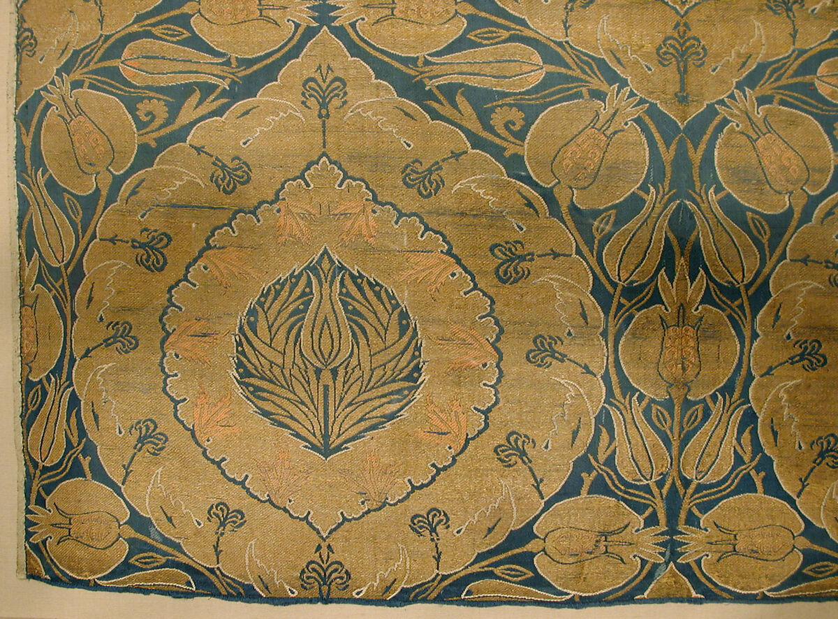 Textile Fragment, Silk, metal wrapped thread; lampas (kemha)