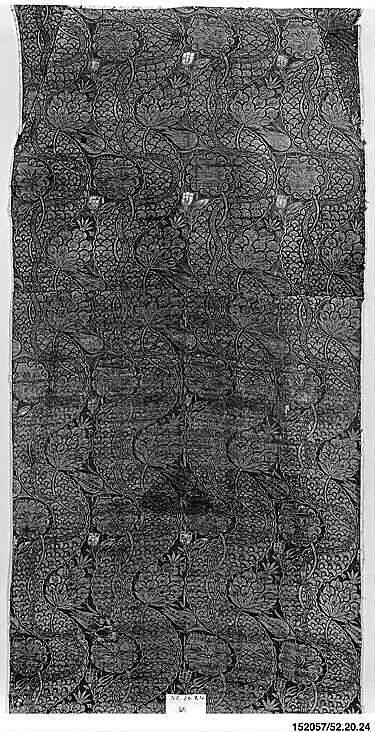 Textile Fragment, Silk and metal wrapped thread