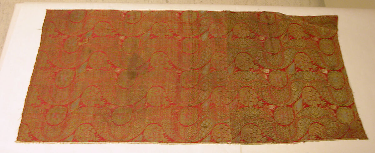 Textile Fragment, Silk and metal wrapped thread