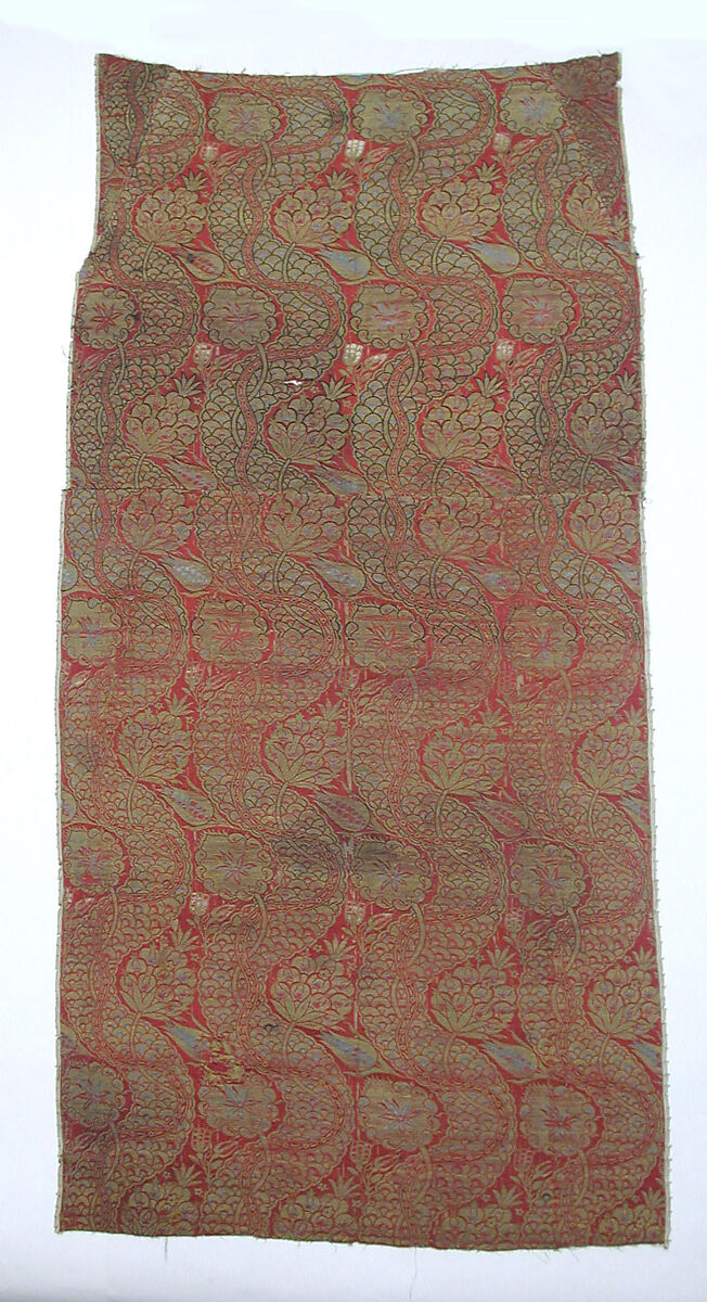 Textile Fragment, Silk and metal wrapped thread 